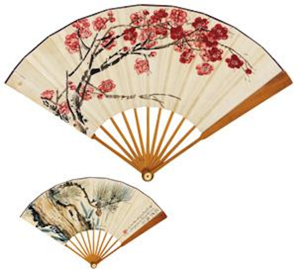 Red Plum Blossom; Pine Tree by Qi Baishi