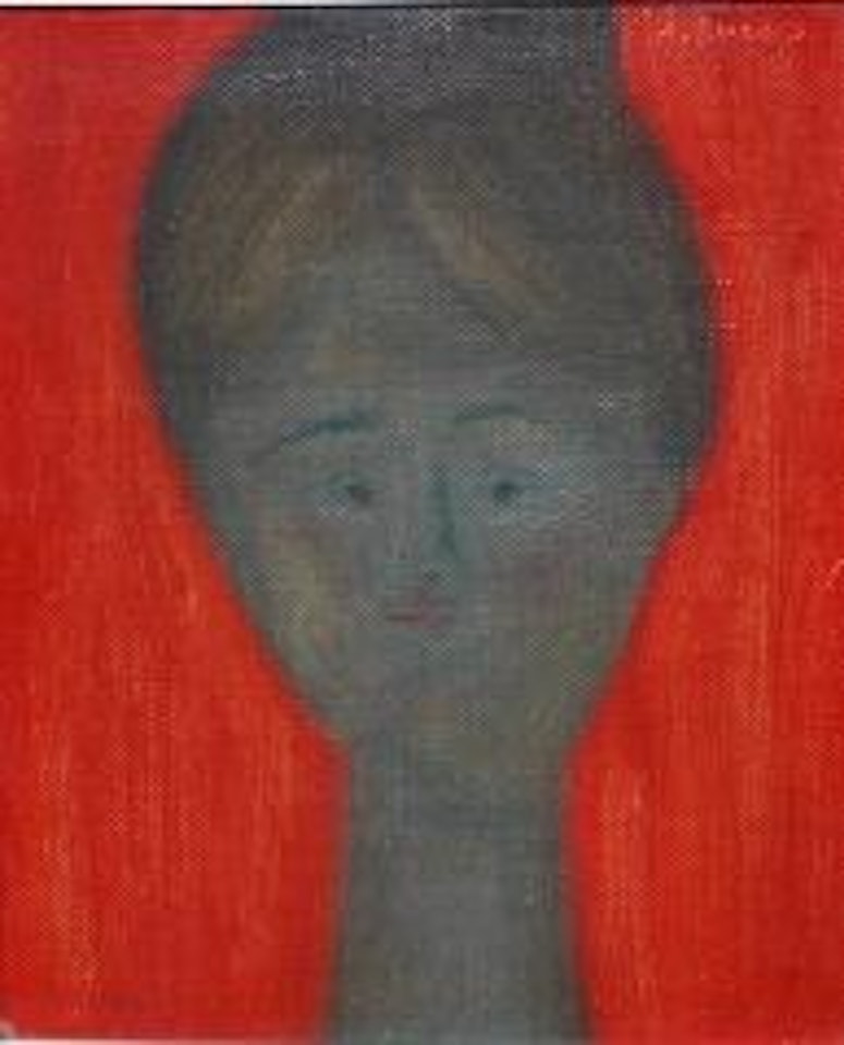 Volto su fondo rosso by Antonio Bueno