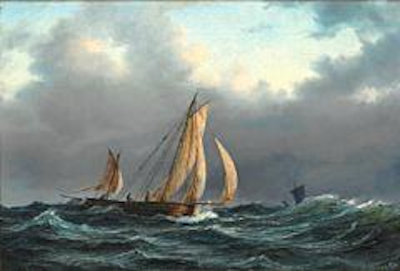 Seascape with sailing vessel by Anton Melbye