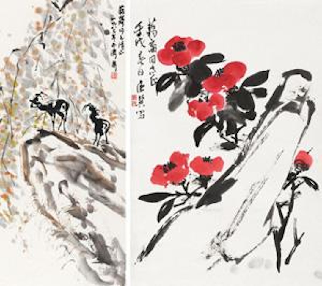 Landscape/Camellia by Fang Jizhong