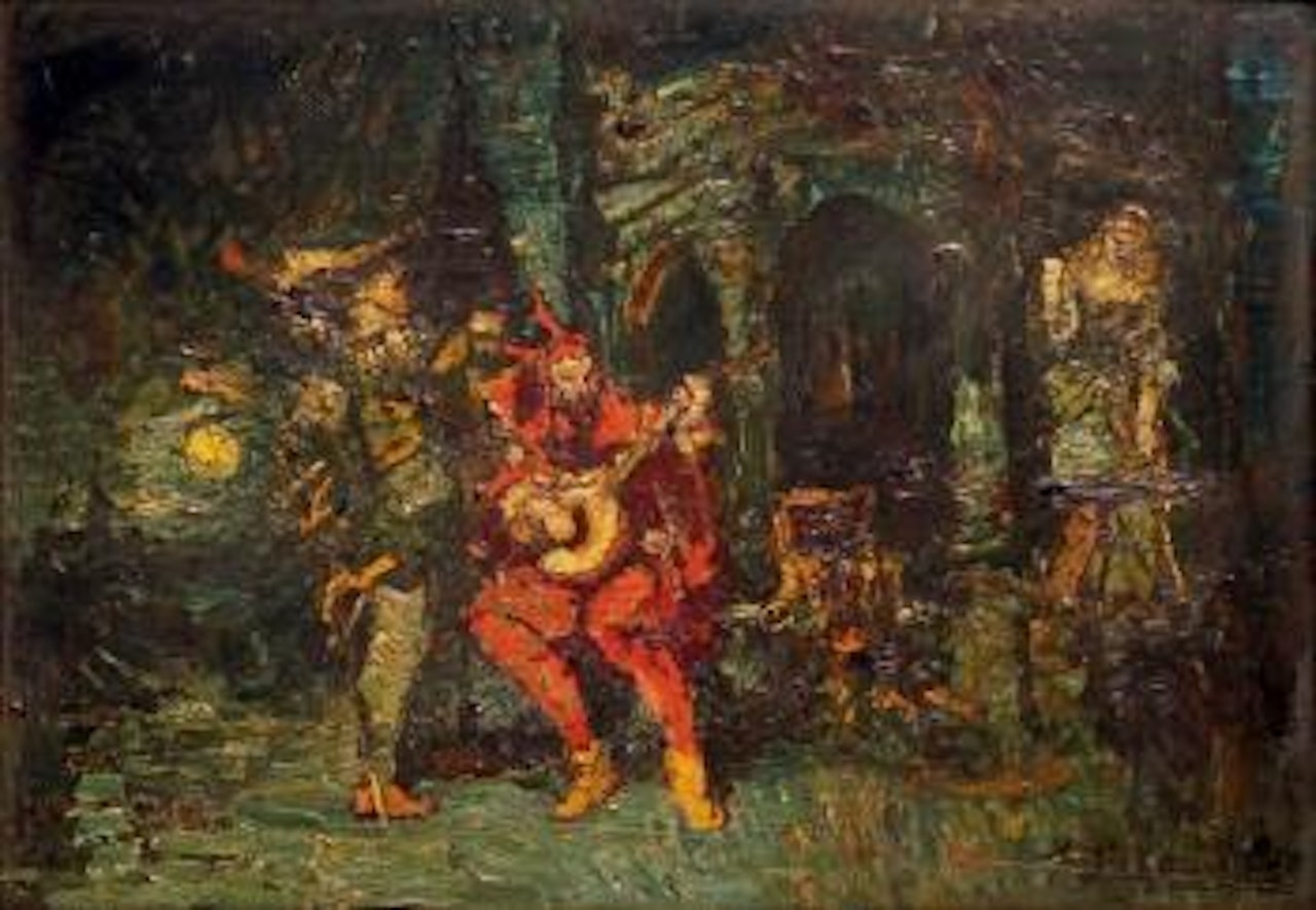 Faust jouant du luth pour Marguerite en présence de Méphistophélès by Adolphe Monticelli