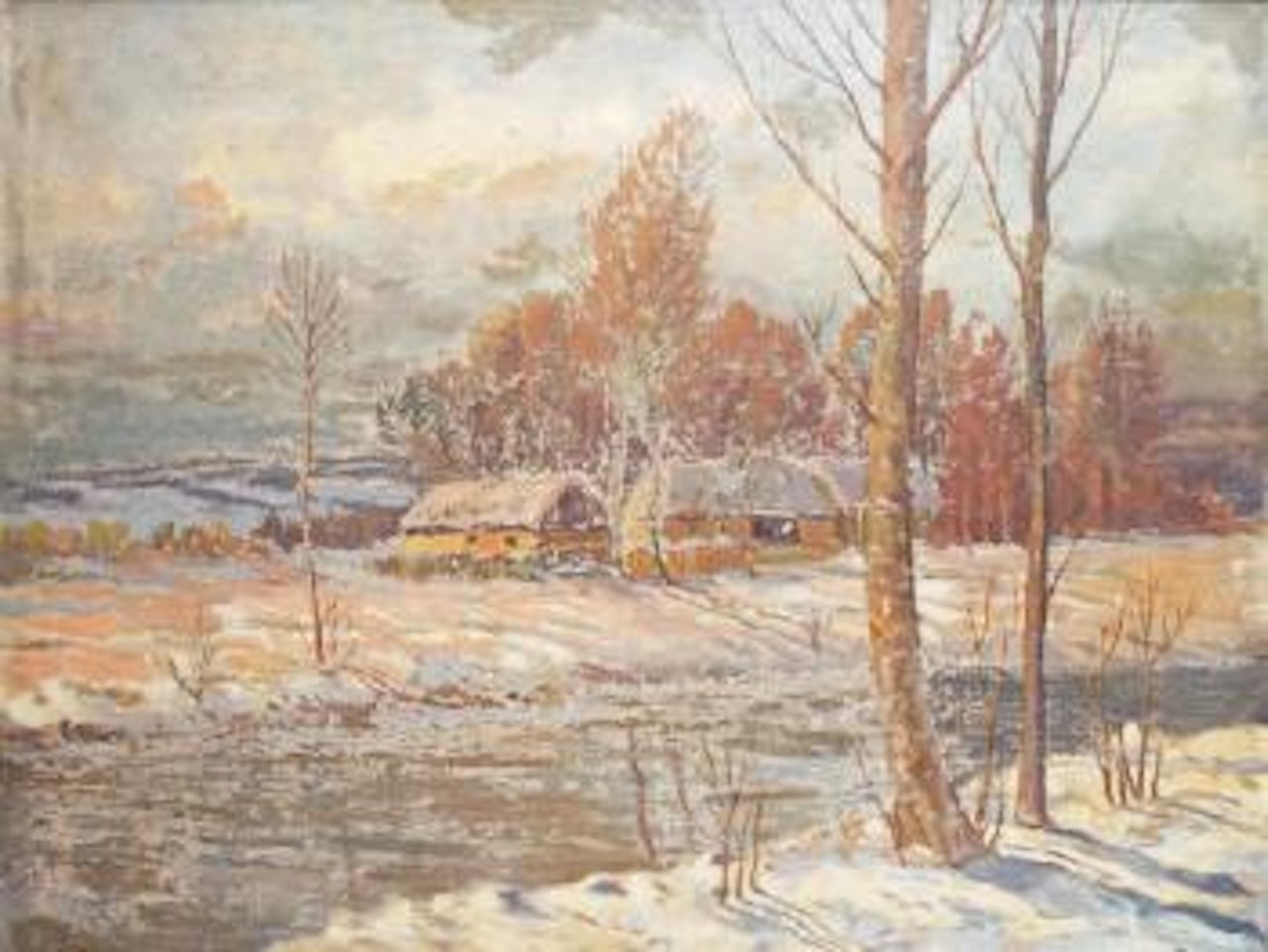 Paysage de neige dans les environs de Murol by Victor Charreton