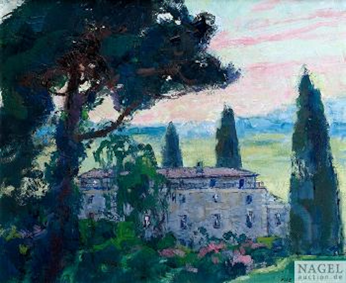 Südländische Landschaft mit einem Gebäude by Olle Hjortzberg