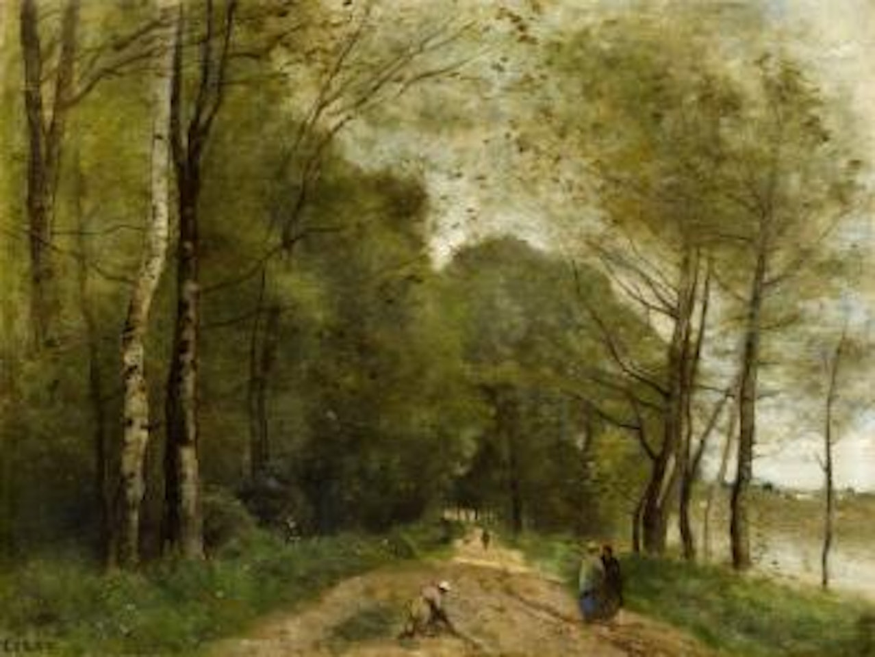 Summer Landscape with a Path and Lake by Jean Baptiste Camille Corot