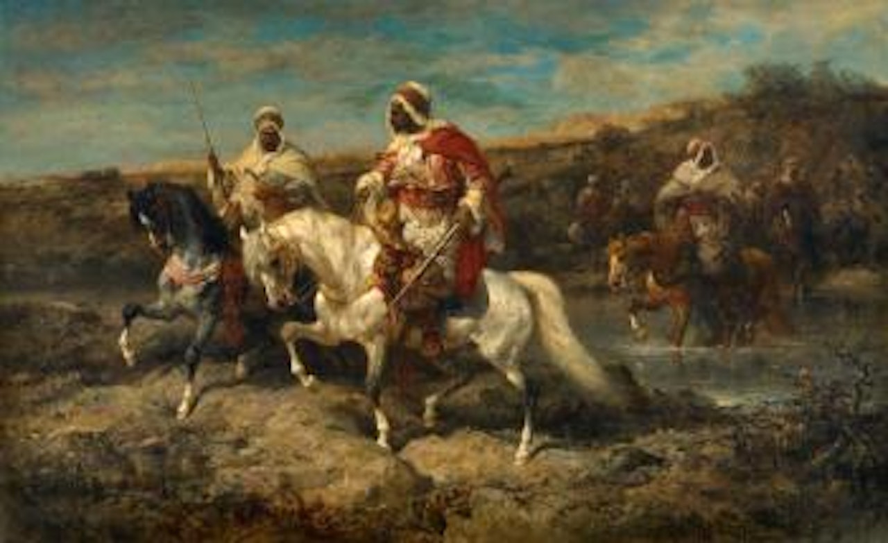 Arabian Horseman by a Ford by Adolf Schreyer