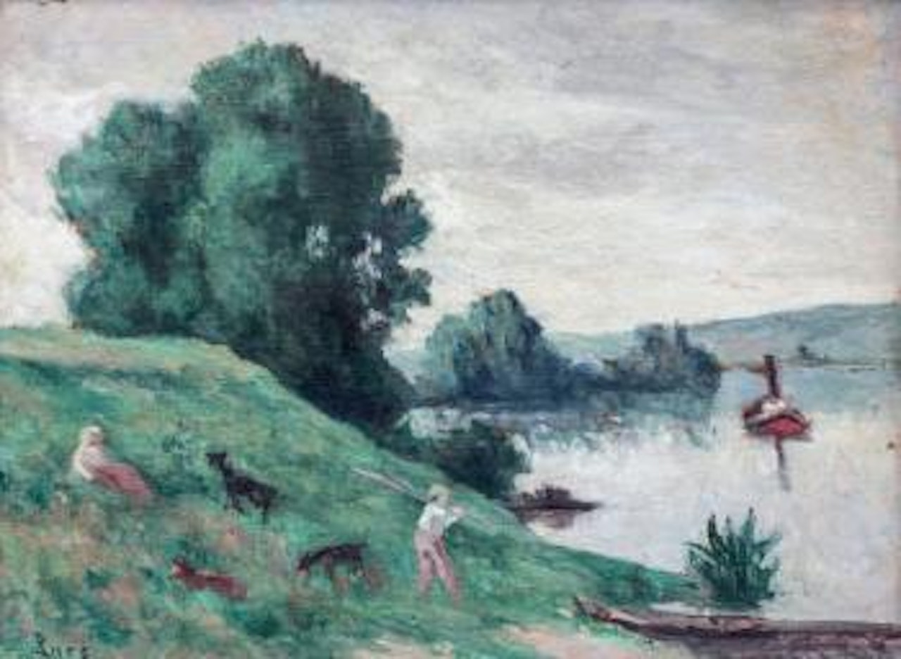 Méricourt, remorqueur sur la Seine by Maximilien Luce