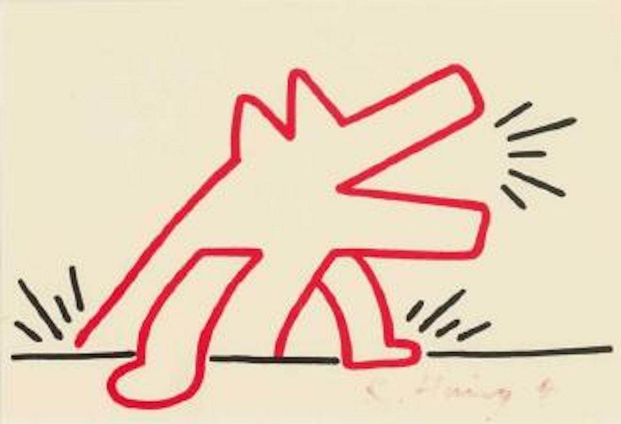 Ohne Titel (Red Dog for Landois) by Keith Haring