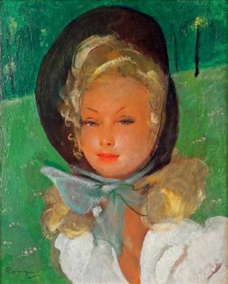 Jeune fille au chapeau by Jean Gabriel Domergue