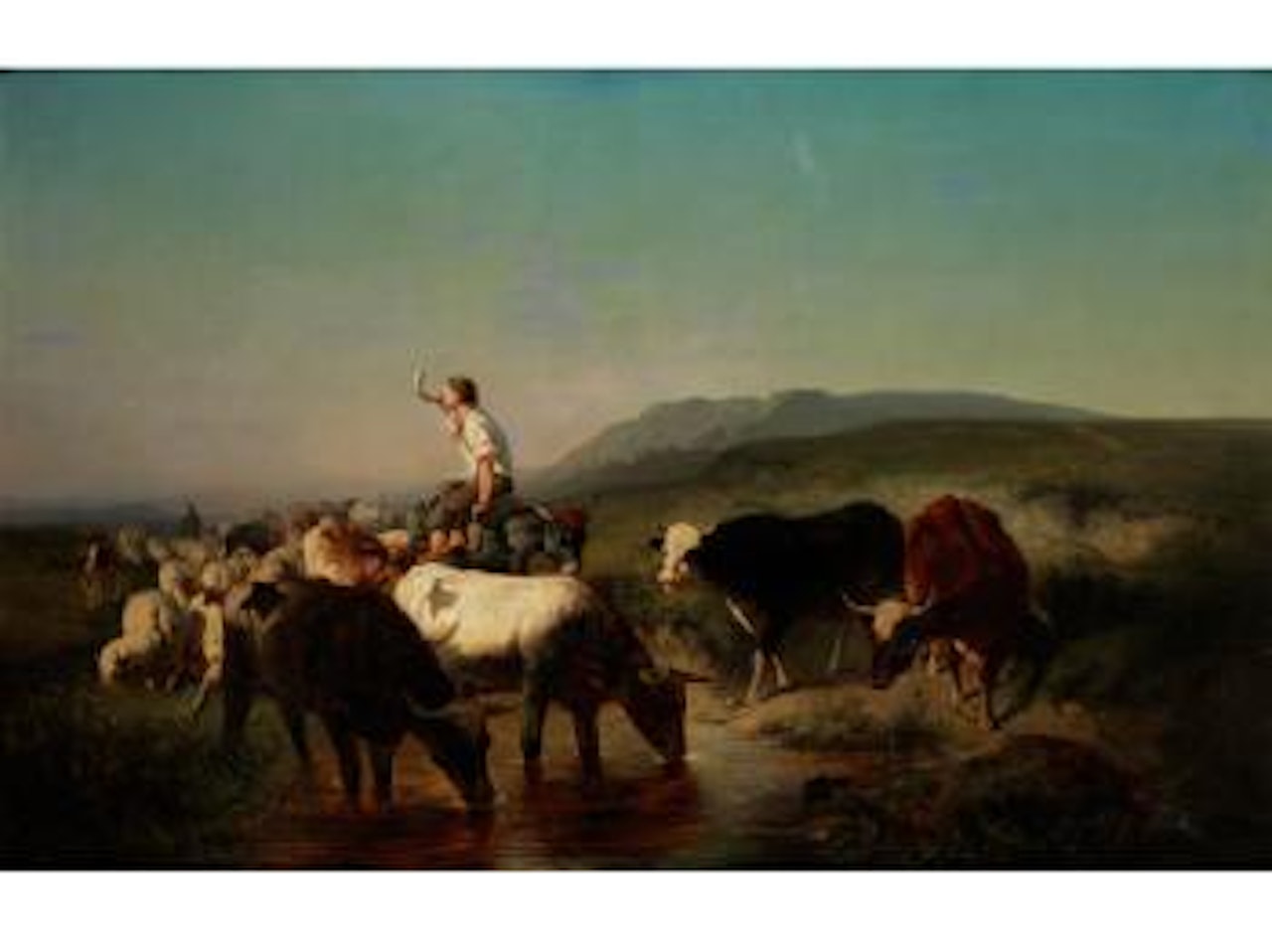 Abendlicher Heimtrieb des Weideviehs by Adolf Schreyer