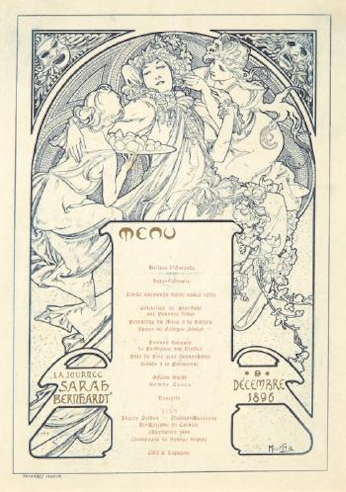 La Jounrnée Sarah Bernhardt / Menu by Alphonse Mucha