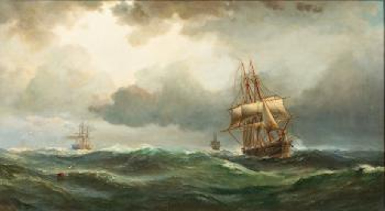 Seestück mit dänischem Marineschiff by Anton Melbye