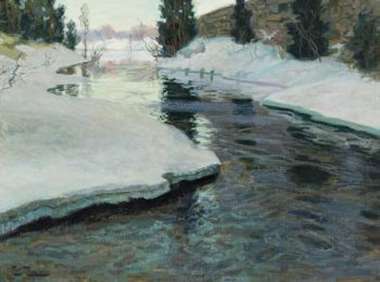 Bachlauf im Winter by Fritz Thaulow