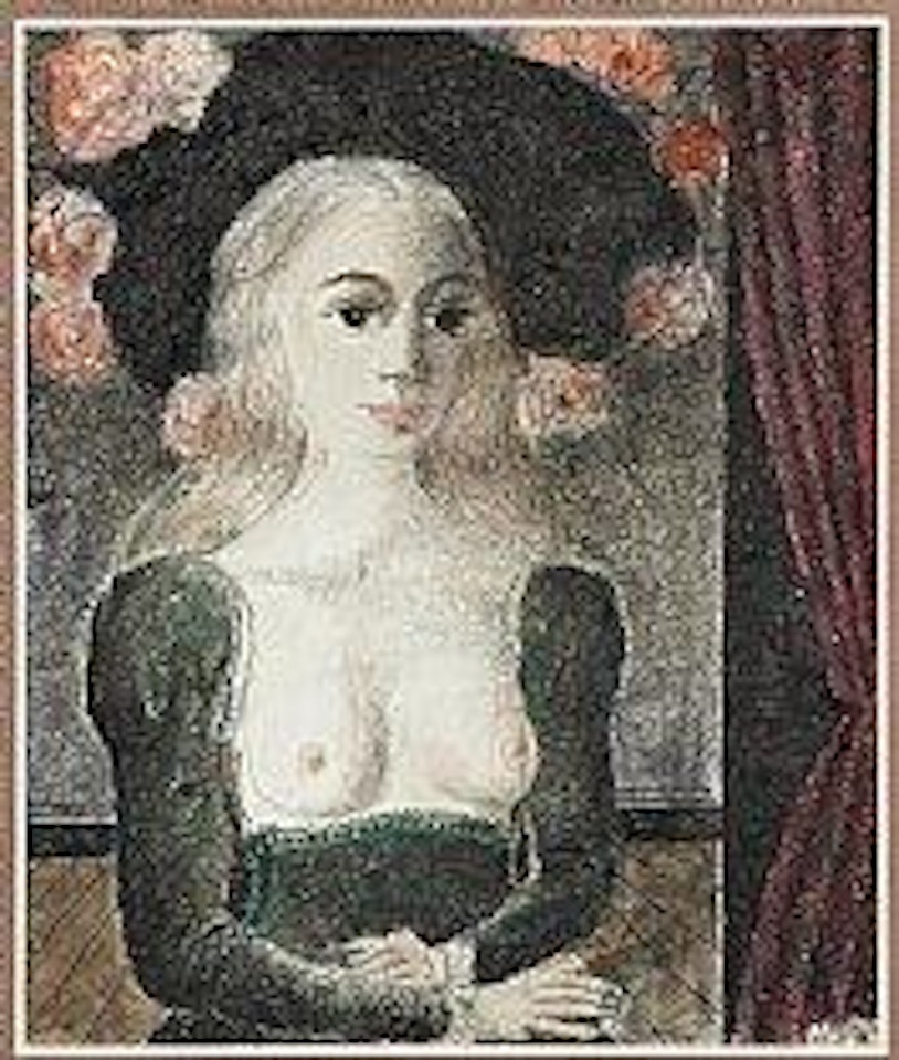 Jeune femme au buste dénudé de face by Paul Delvaux