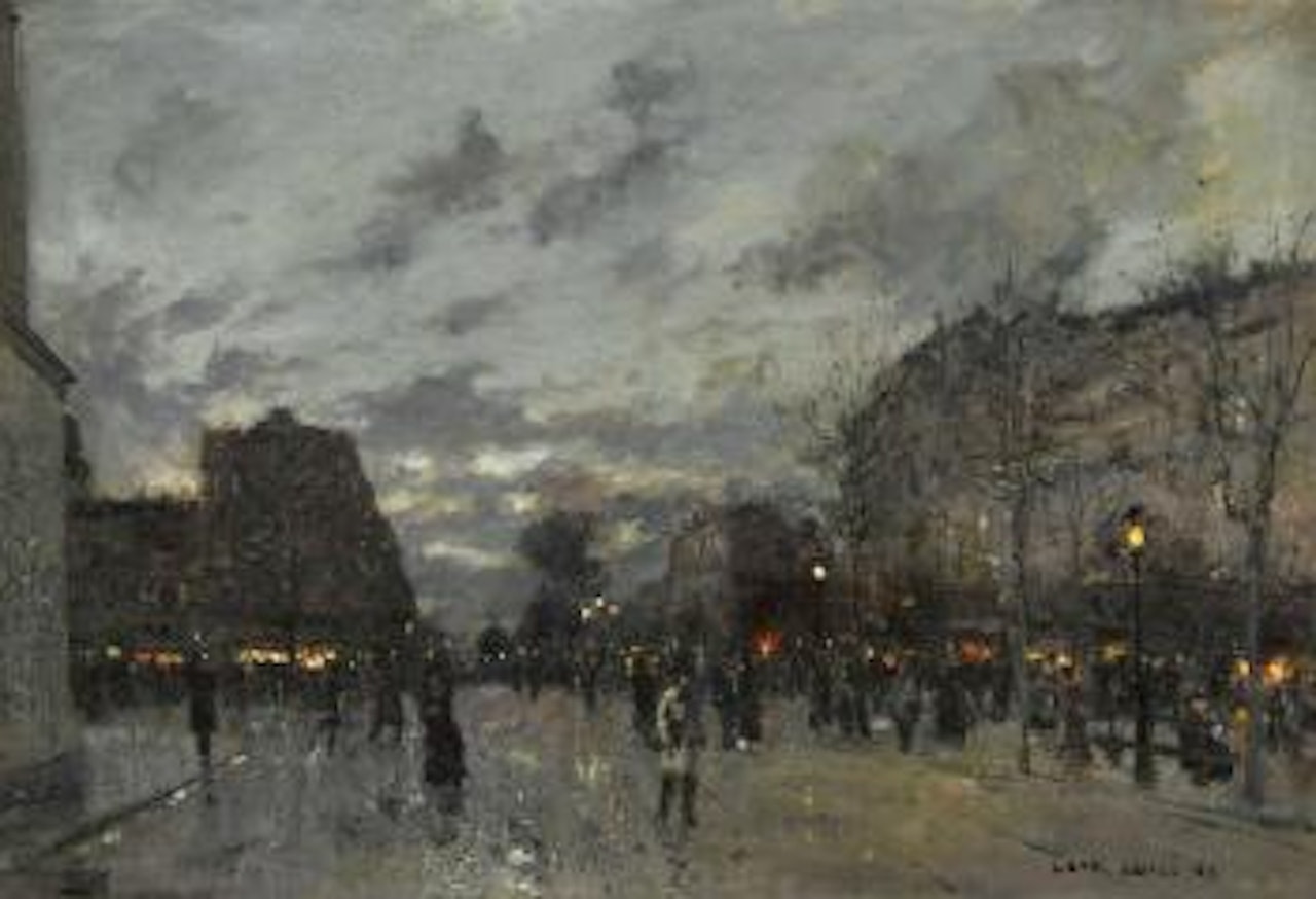 Pariser Boulevard in der Abenddämmerung by Luigi Loir