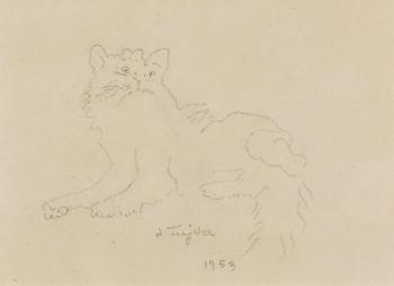 Liegende Katze by Leonard Tsuguharu Foujita