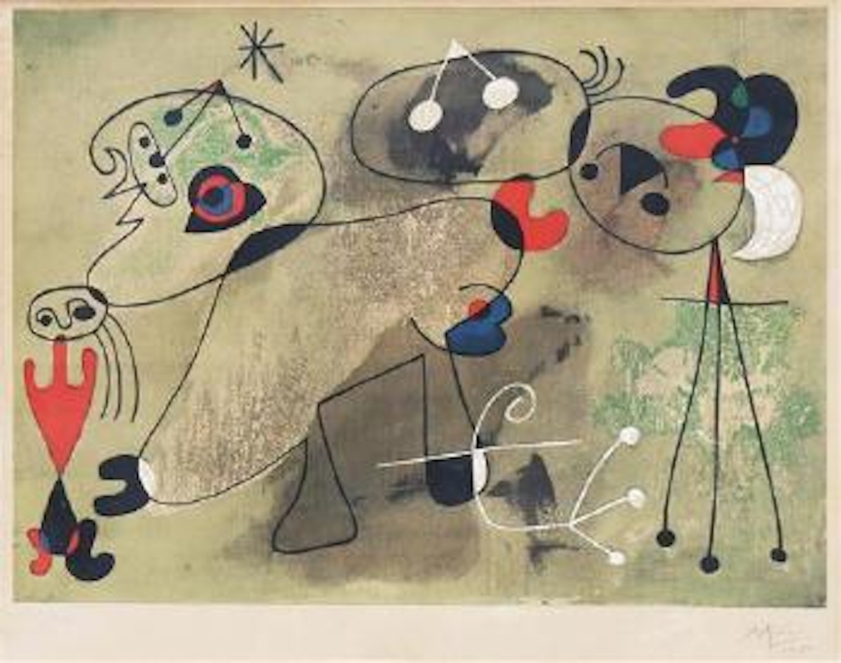 Composition sur fond vert by Joan Miró