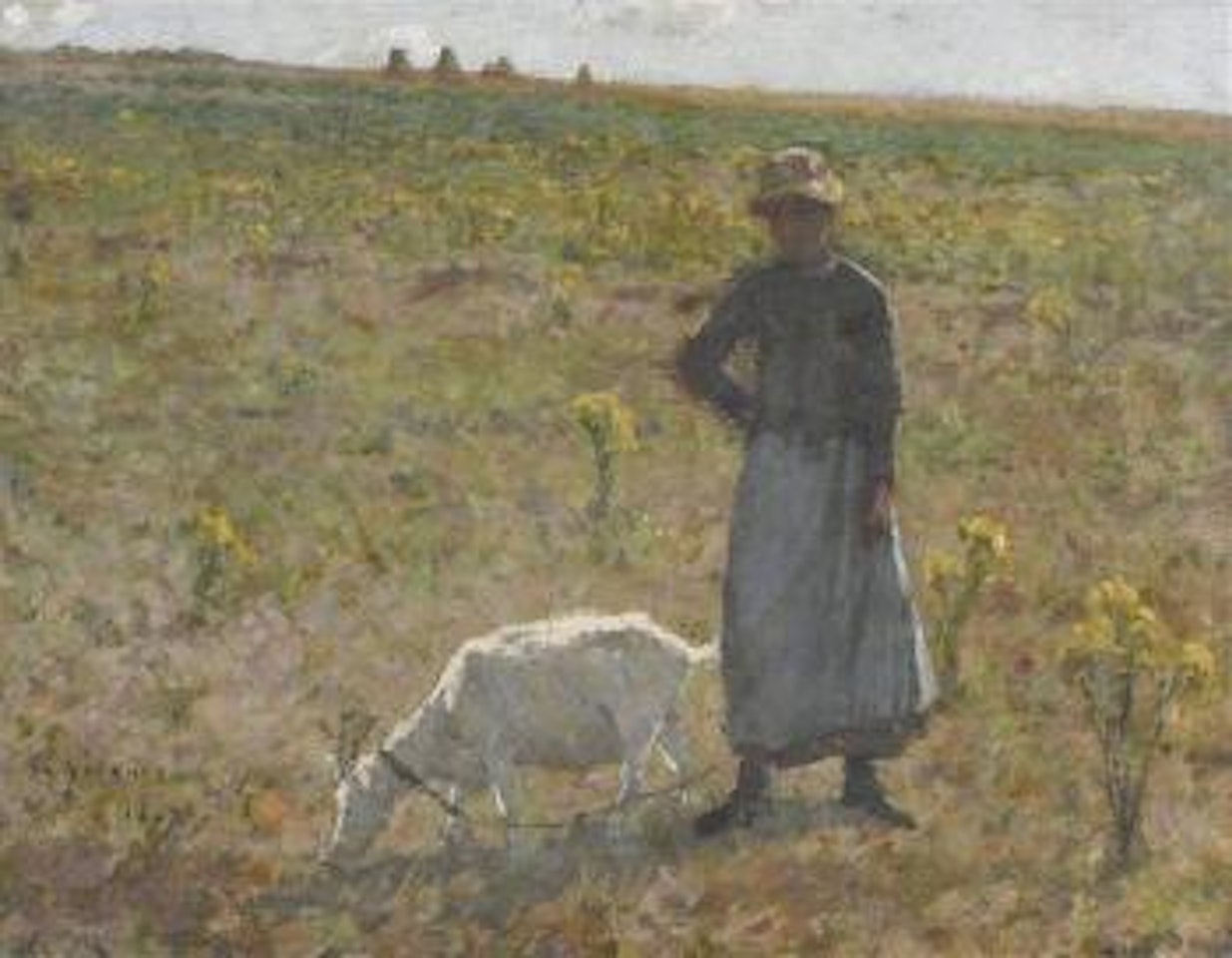 Peasant woman with goat, Etaples by Henri Le Sidaner
