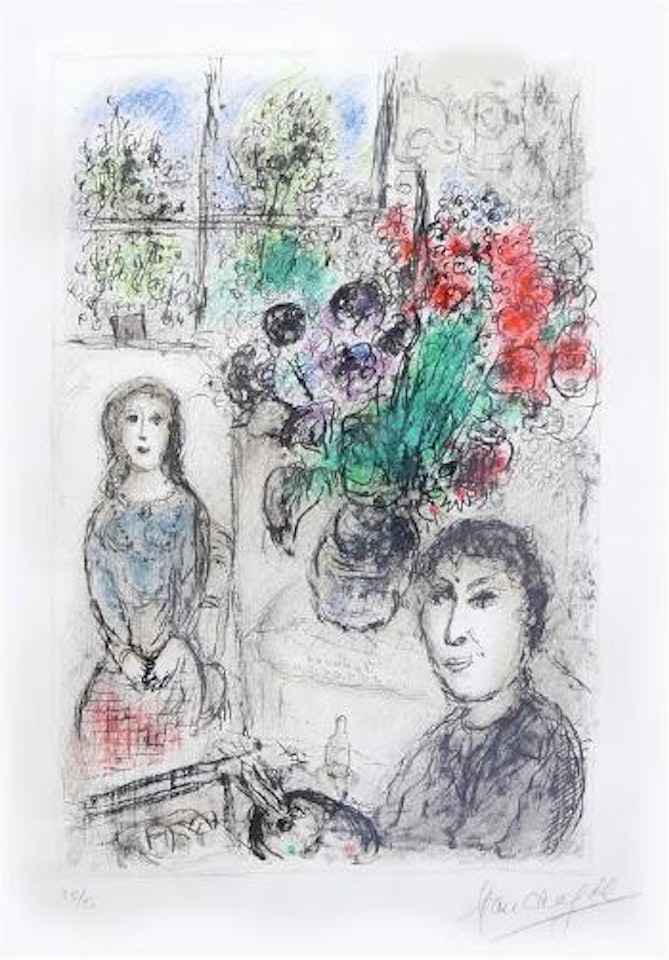 Easel with flowers by Marc Chagall