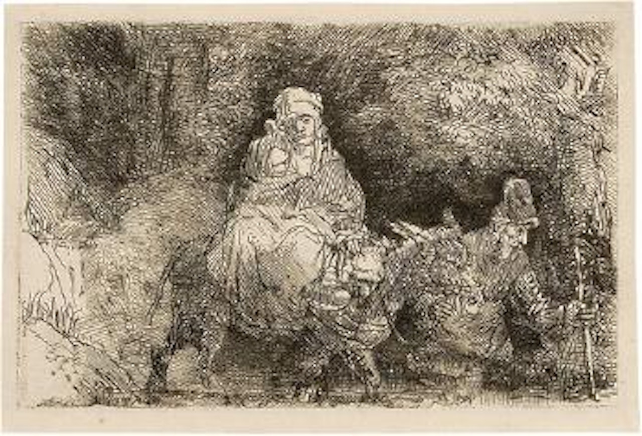 Die Flucht nach Ãgypten, Ãbergang Ã¼ber einen Bach by Attributed to Rembrandt Harmensz van Rijn