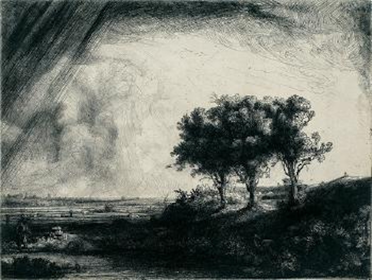 Die Landschaft mit den drei BÃ¤umen by Attributed to Rembrandt Harmensz van Rijn