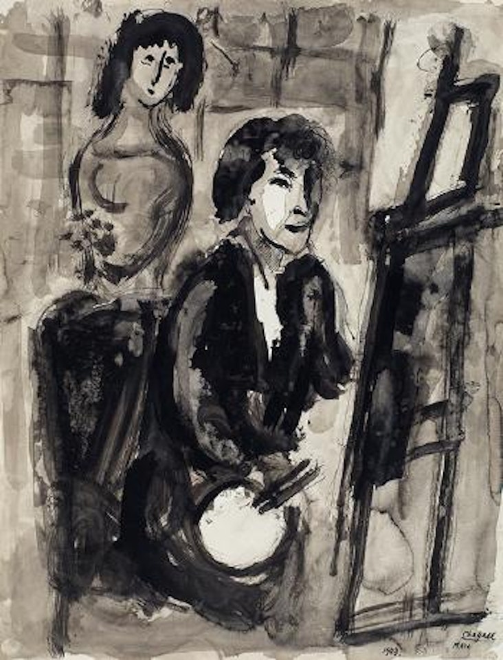 Le Peintre au chevalet - Selbstbildnis an der Staffelei by Marc Chagall