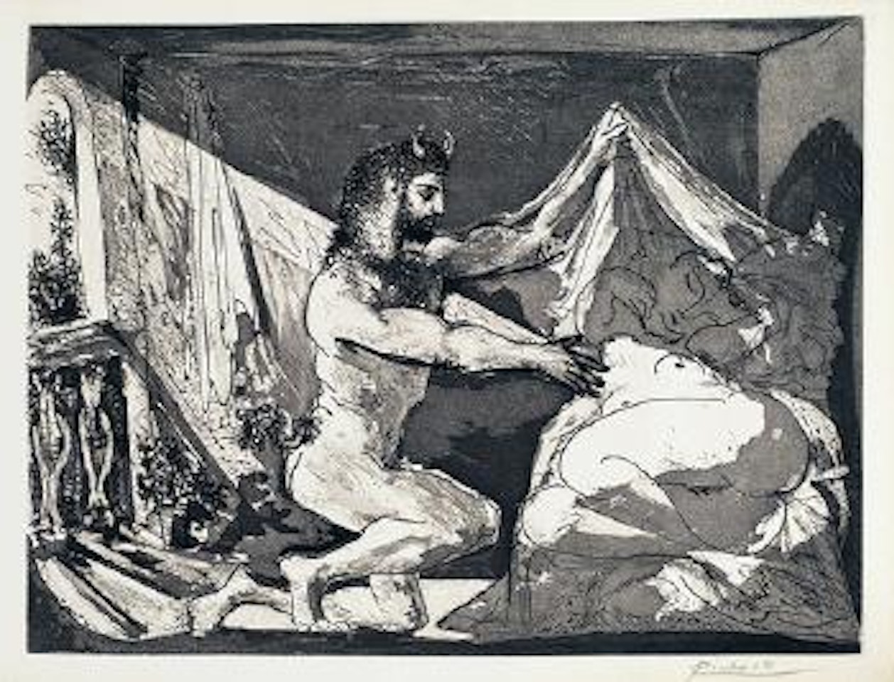 Faune dévoilant une dormeuse by Pablo Picasso