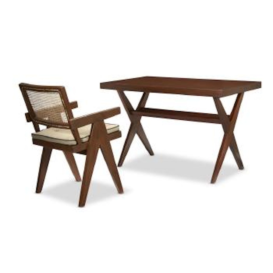 Judge's table for the High Court; Office armchair for the Administrative Buildings, Chandigarh ,
Circa
1955 by Pierre Jeanneret