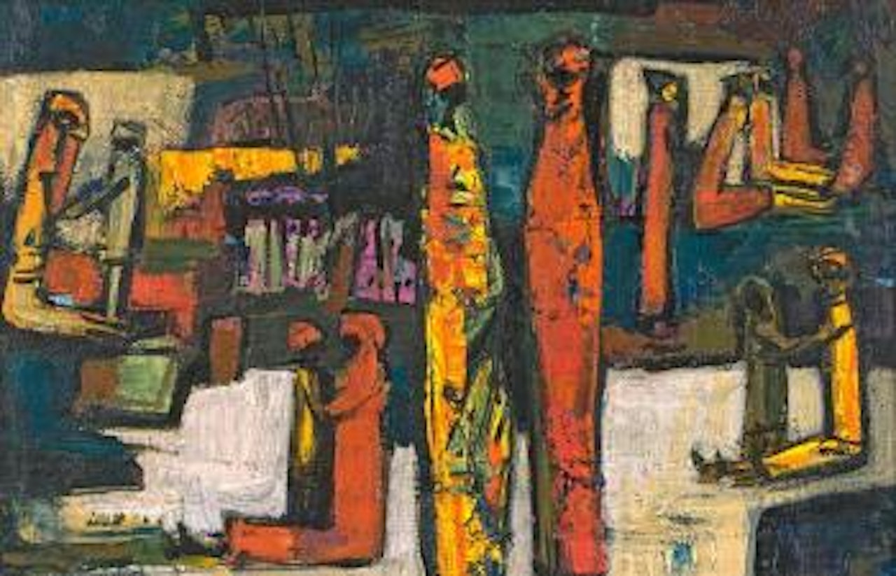 A Gathering of Figures (recto); Two Women with Pots (verso) by Walter Battiss
