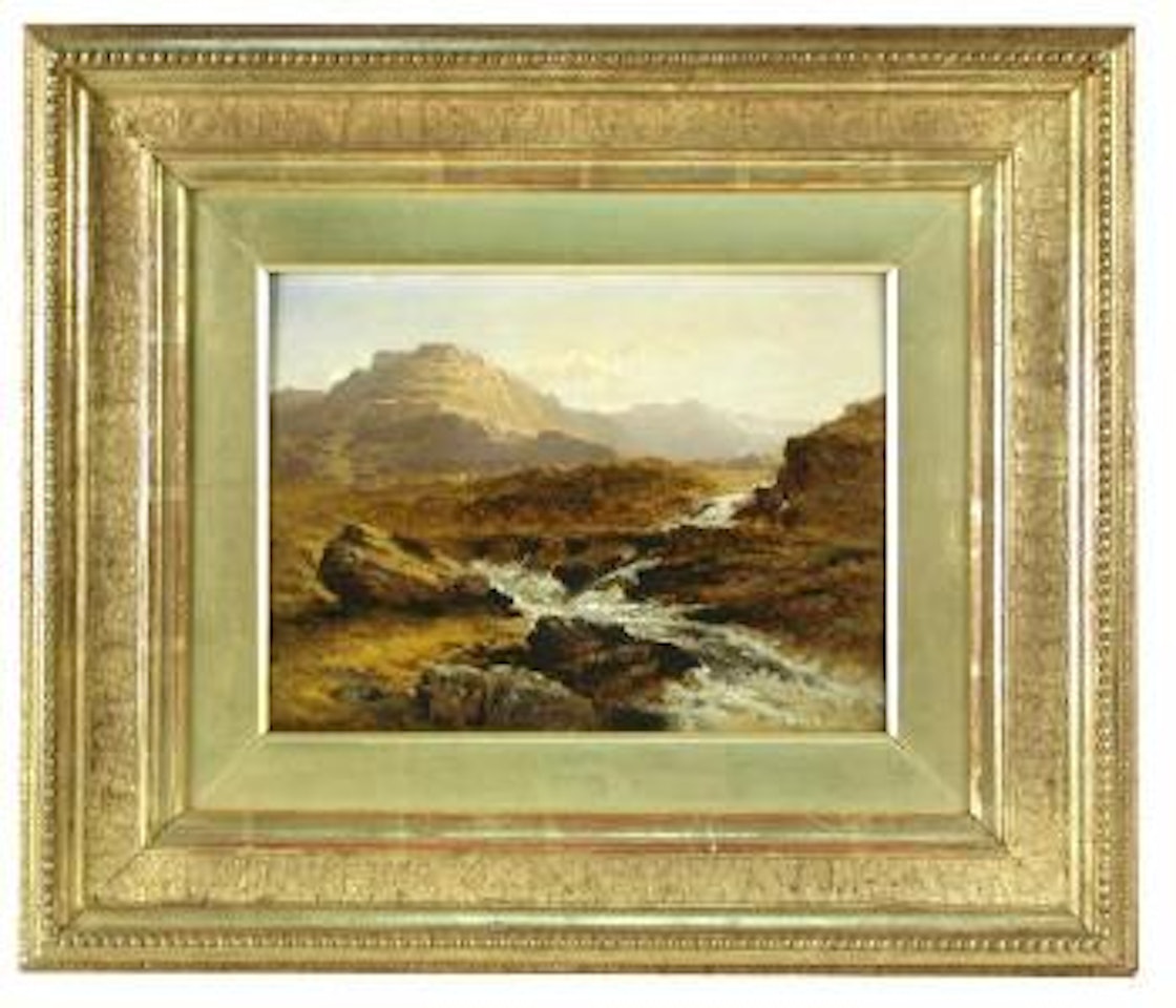 A Highland landscape with a rushing burn by Benjamin Williams Leader