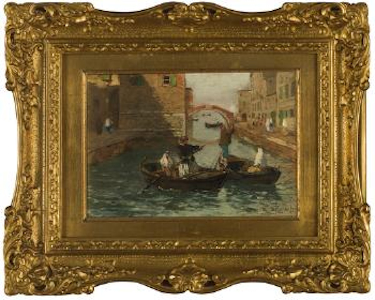 Barche con figure a Chioggia by Mose Bianchi