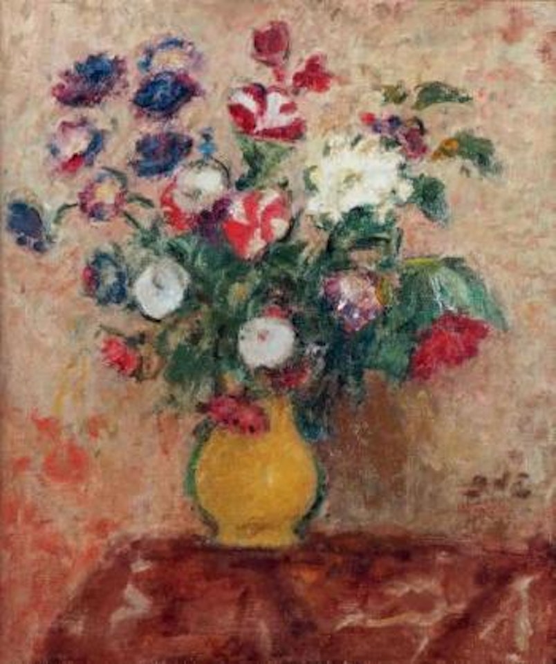 Vase d'anémones et volubilis by Georges d’Espagnat