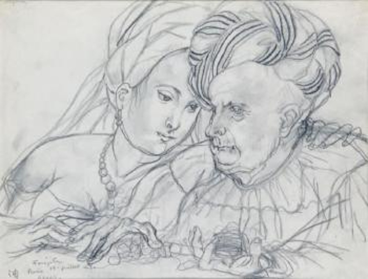 Le changeur et sa femme by Leonard Tsuguharu Foujita