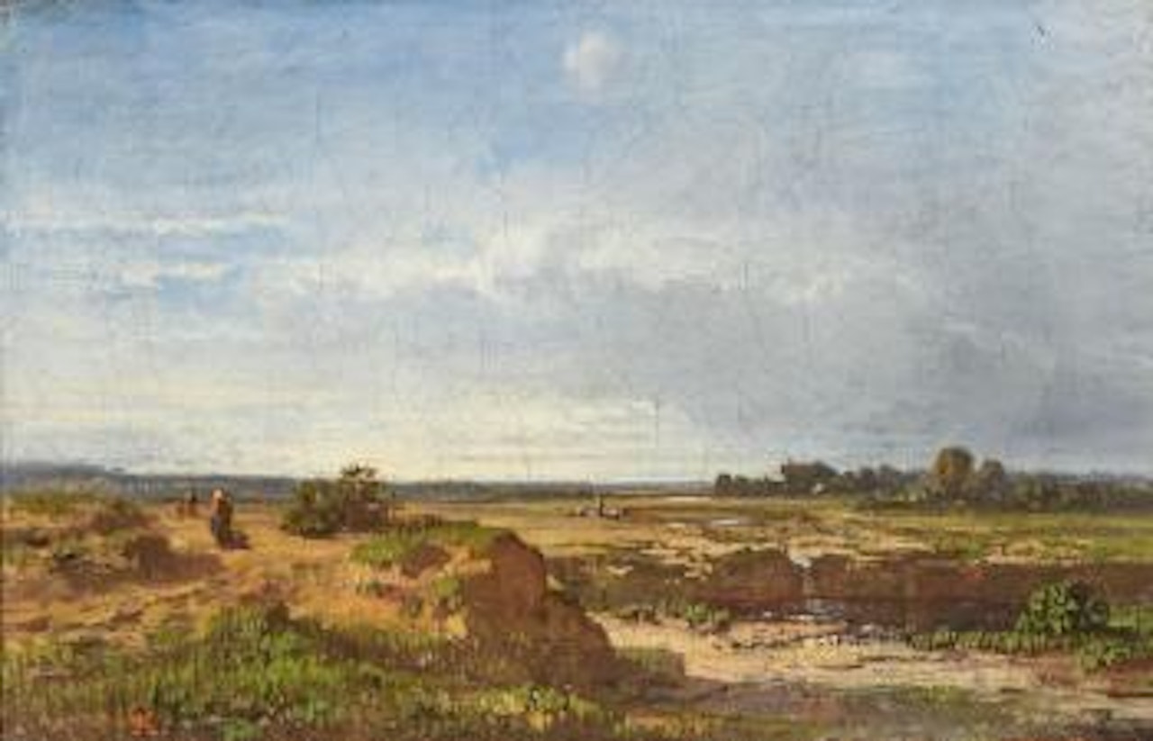 Weite Landschaft mit Schafhirten und Staffagefiguren by Oswald Achenbach
