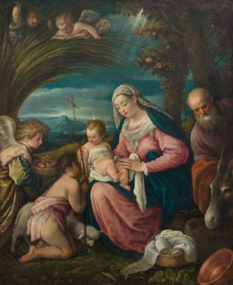 The Holy Family with John and an angel by Leandro Bassano