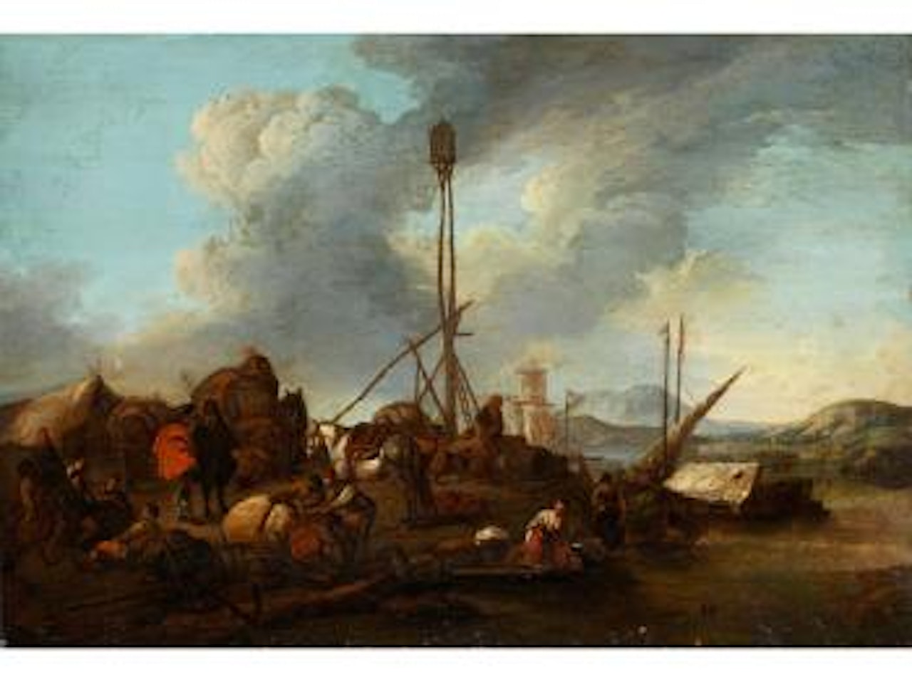 Händler am Hafen by Philips Wouwerman