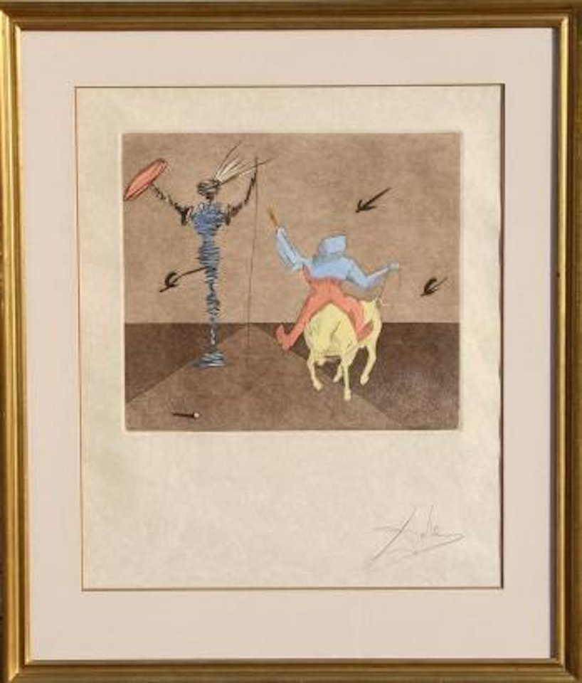 Master and Squire from Historia de Don Quichotte de la Mancha Portfolio by Salvador Dali