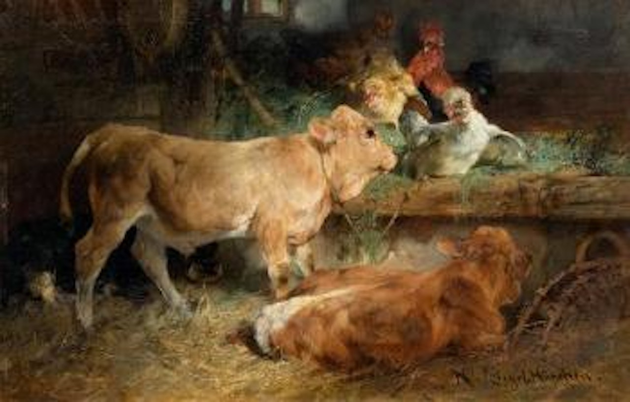 The young bull by Heinrich von Zugel
