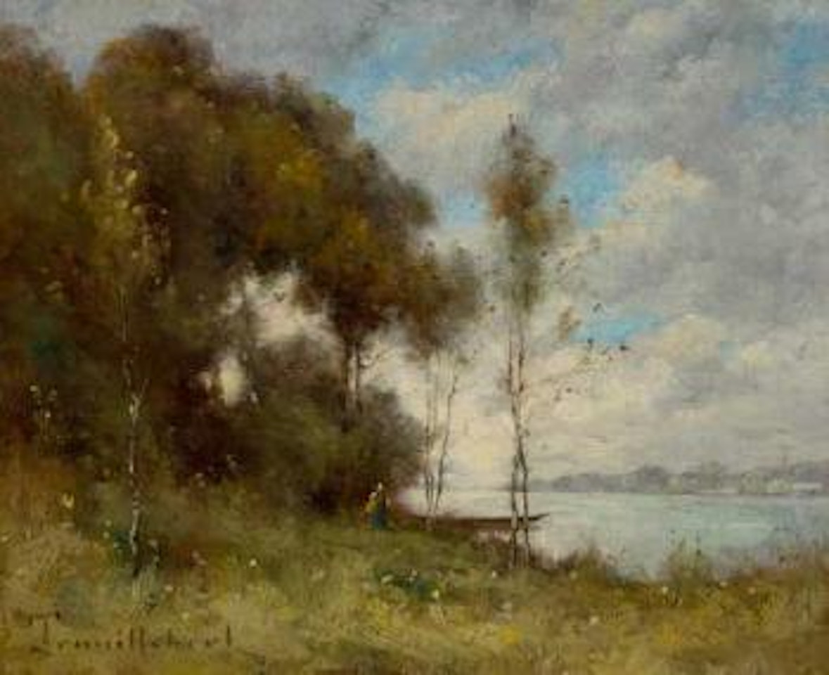 Flusslandschaft mit Figur by Paul Désiré Trouillebert