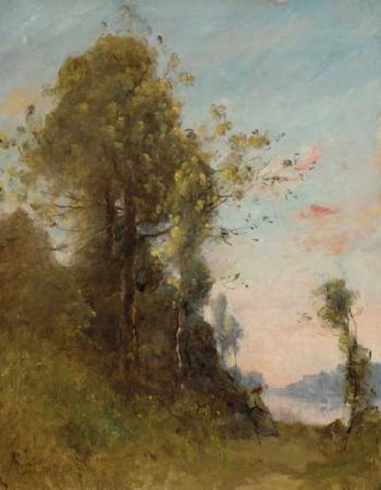 Paysanne assise au bord de l'eau by Paul Désiré Trouillebert