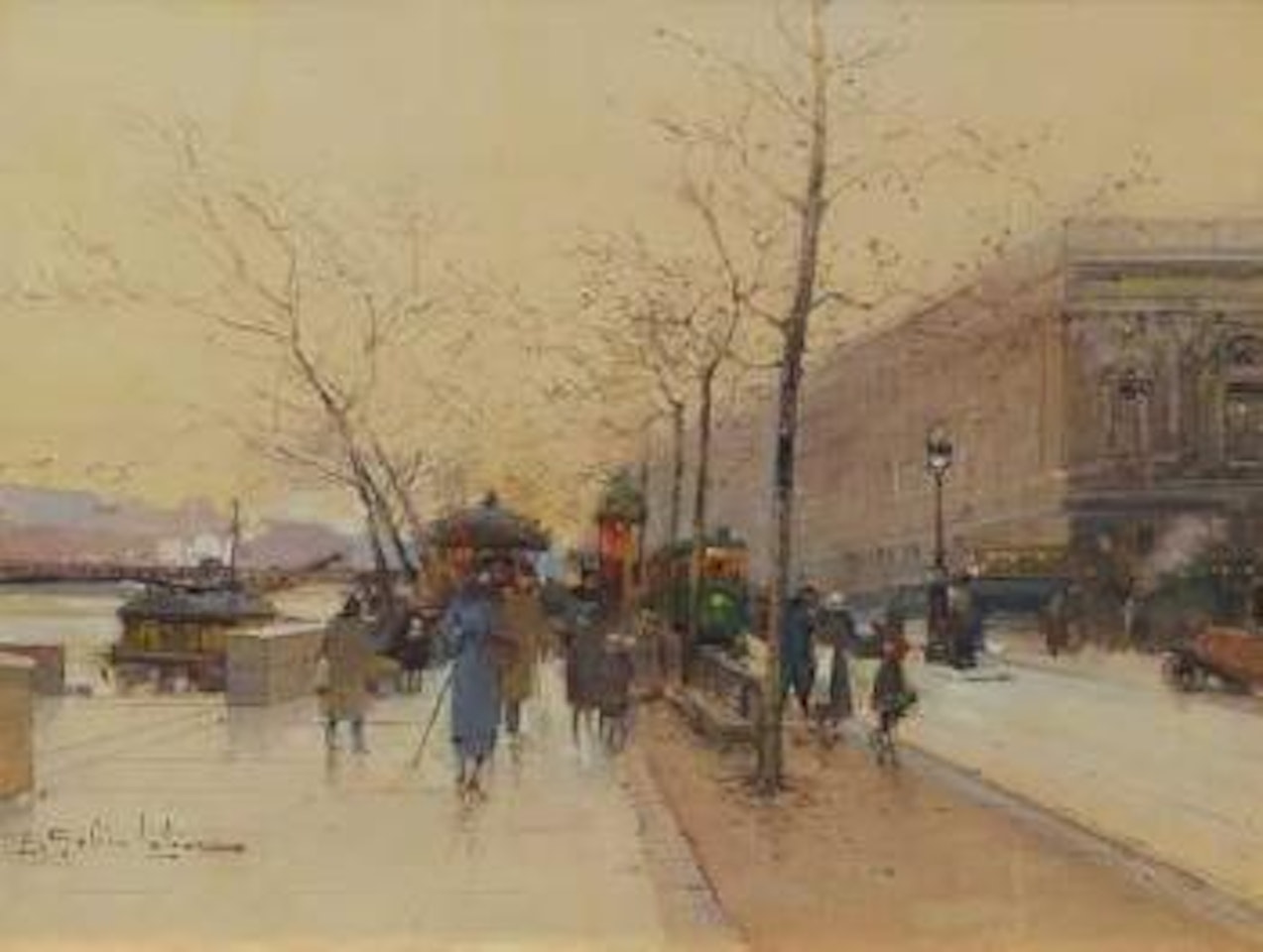 Quai du Louvre, Paris by Eugene Galien-Laloue