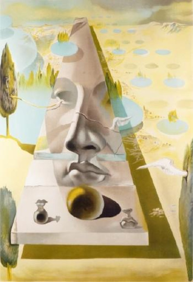 Apparition du visage de l'Aphrodite de cnide dans un paysage by Salvador Dali