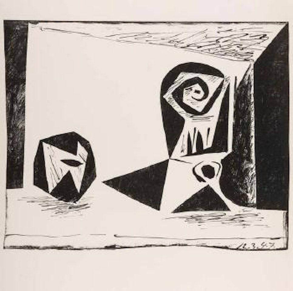 Composition au verre a pied by Pablo Picasso