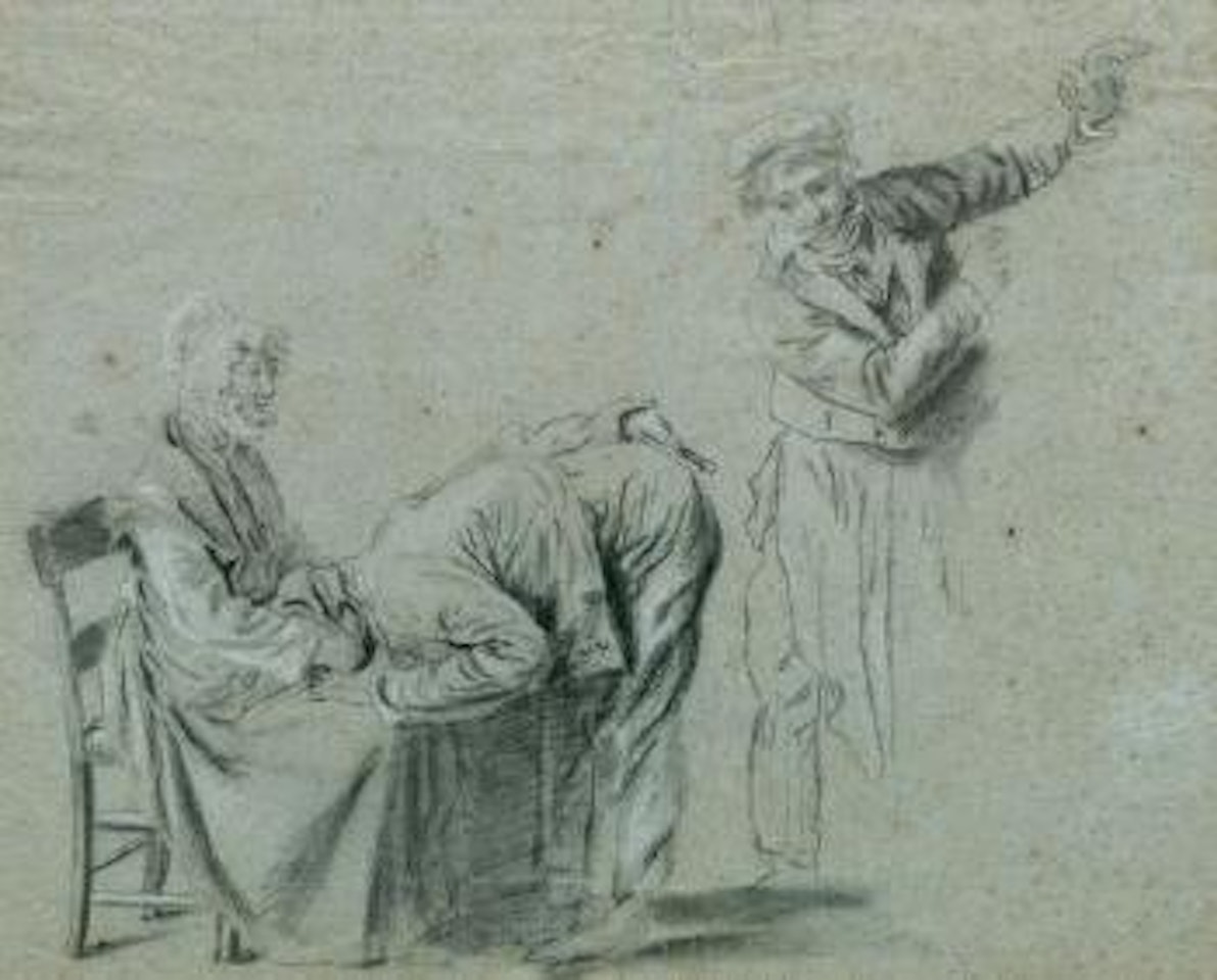 'Le jeu à la main chaude'. Verso figure studies by Louis-Leopold Boilly