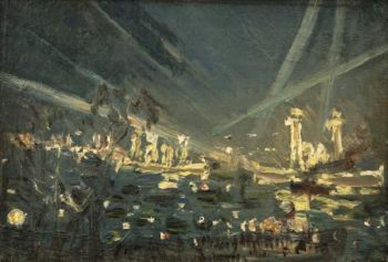 Battleships on the Hudson at Night - 1919, return of the Atlantic Fleet by Hayley Lever