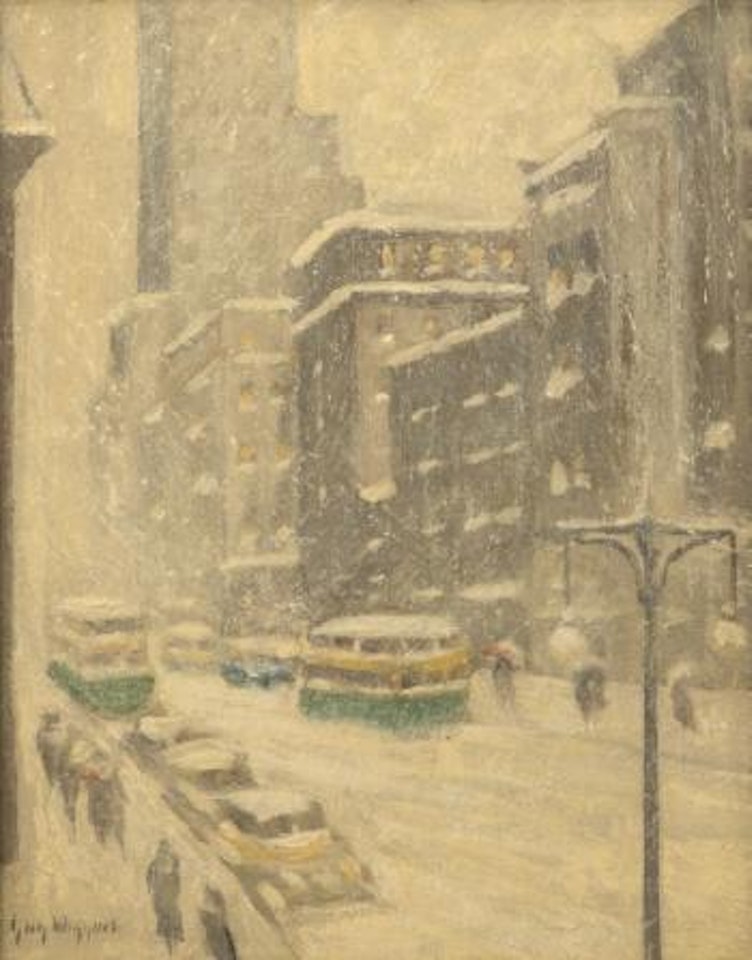 Mid-Town Storm, snow-covered city scene by Guy Carleton Wiggins