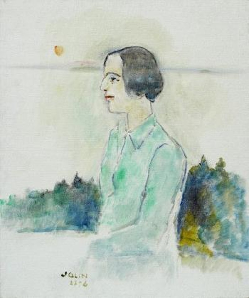 Kvinnoporträtt i halvfigur by Einar Jolin