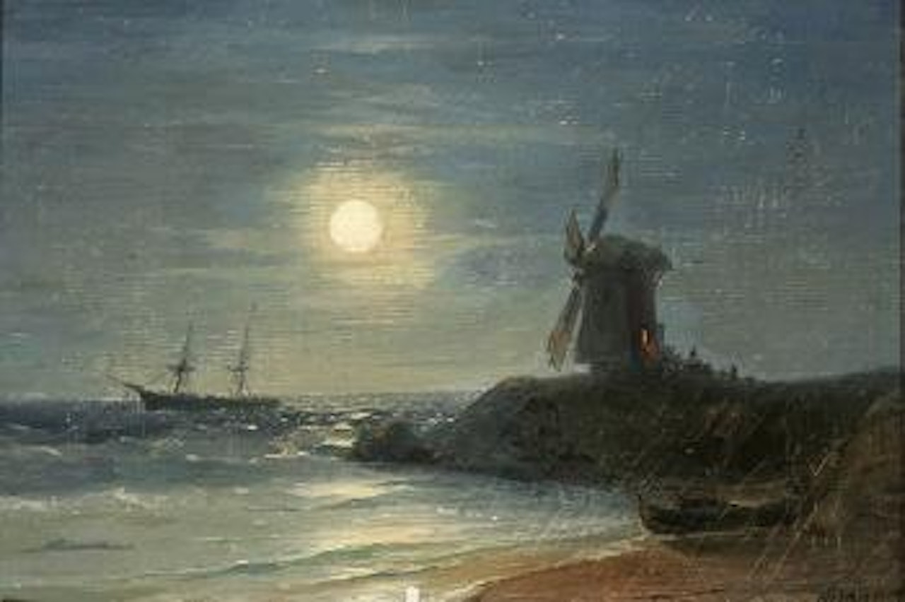 Windmill in Moonlight by Ivan Konstantinovich Aivazovsky