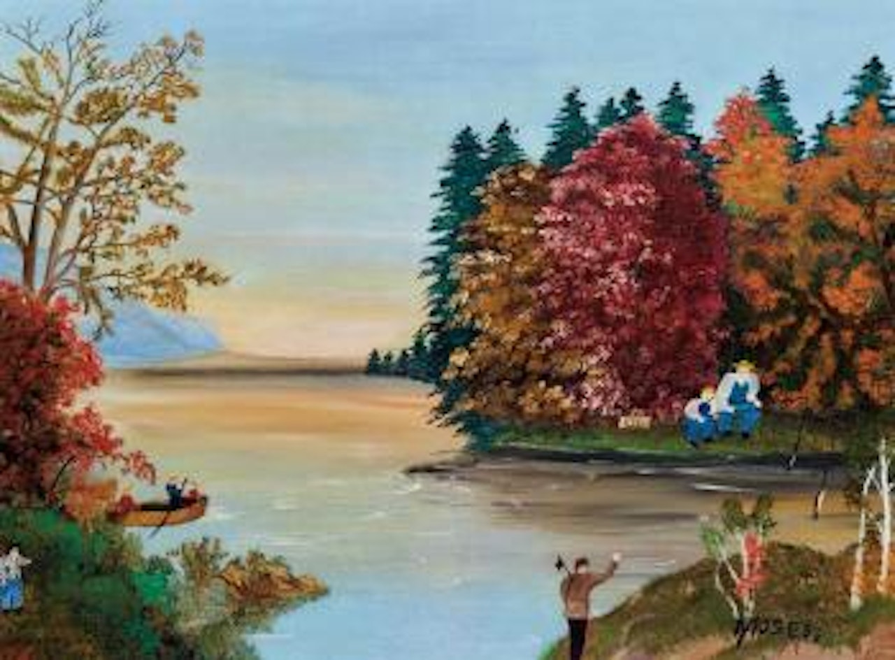 Untitled [Sunset at the Lake] by Grandma Moses