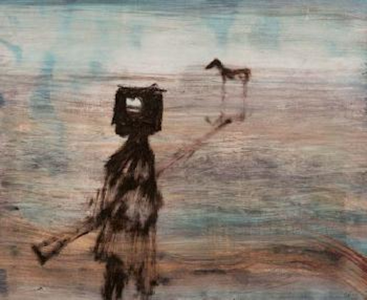 Kelly with Gun - Horse in Distance by Sidney Nolan