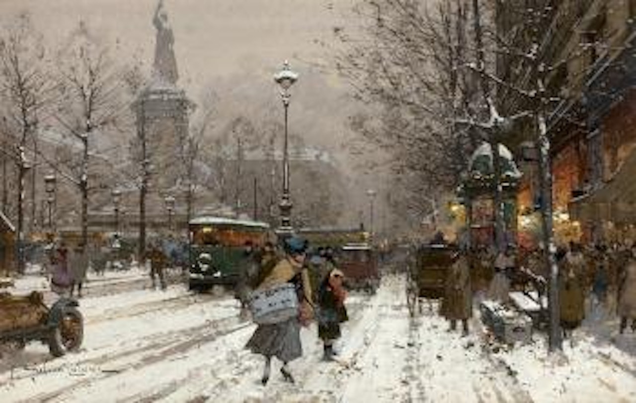 Place de la République sous la neige by Eugene Galien-Laloue